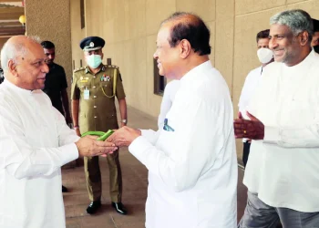 Honorable Dinesh Gunawardena arrive in Parliament for the first time after assuming duties as the Prime Minister